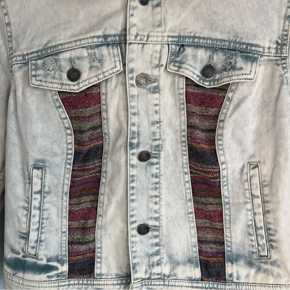 Free People Womens Baja Jean Jacket Trash White Wash Denim Sz 6 Distressed - Picture 10 of 16